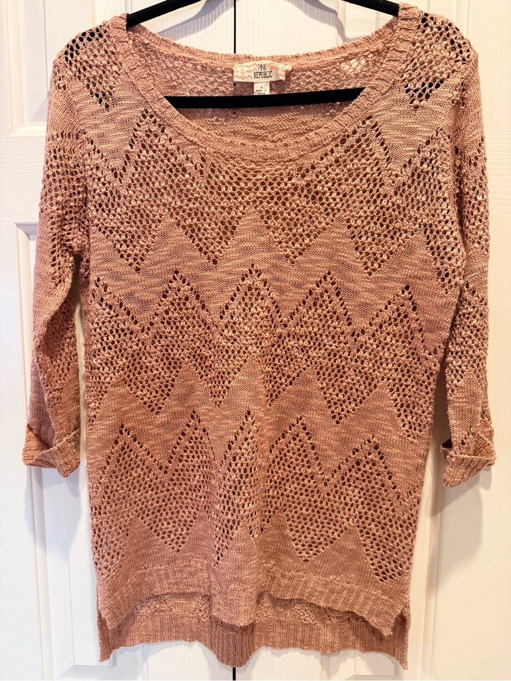 Pink Republic Open-Knit Scoop Neck Sweater - Mauve Pink